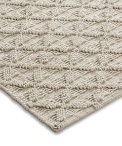 Miss Amara Hanna Ivory Leaflets Wool Blend Rug
