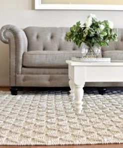 Miss Amara Hanna Ivory Leaflets Wool Blend Rug