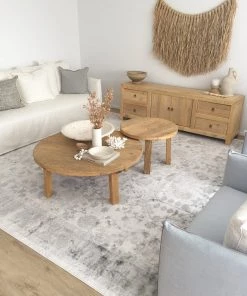 Miss Amara All Rugs Harper Grey And Cream Faded Motif Rug