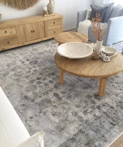Miss Amara All Rugs Harper Grey And Cream Faded Motif Rug