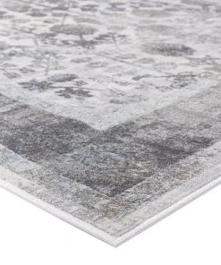 Miss Amara Harper Grey And Cream Faded Motif Runner Rug