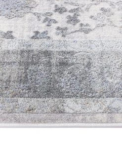 Miss Amara Harper Grey And Cream Faded Motif Runner Rug