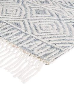 Miss Amara All Rugs Hattie Blue And Ivory Transitional Tribal Rug