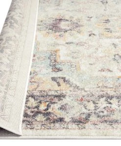 Miss Amara Haven Cream And Purple Multi-Colour Distressed Rug