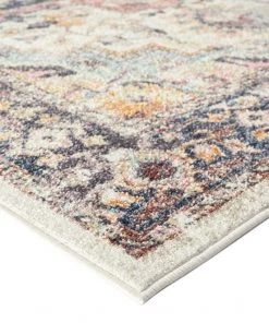 Miss Amara Haven Cream And Purple Multi-Colour Distressed Rug