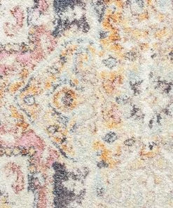 Miss Amara Haven Cream And Purple Multi-Colour Distressed Round Rug All Rugs