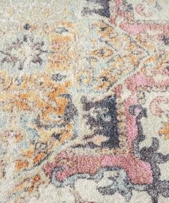 Miss Amara Haven Cream And Purple Multi-Colour Distressed Rug
