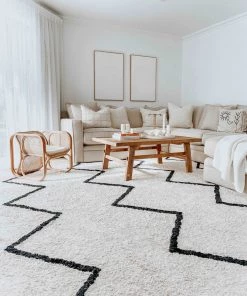 Miss Amara Hayley Black And Ivory Tribal Washable Berber Rug