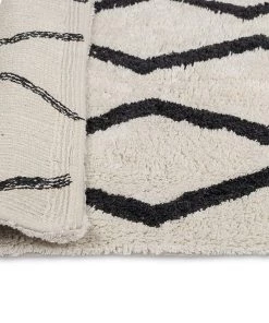 Miss Amara All Rugs Hayley Black And Ivory Tribal Washable Berber Bath Mat