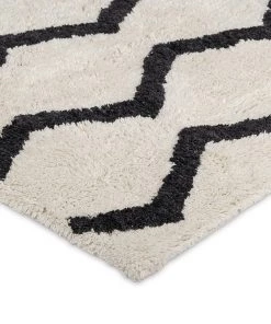 Miss Amara All Rugs Hayley Black And Ivory Tribal Washable Berber Bath Mat