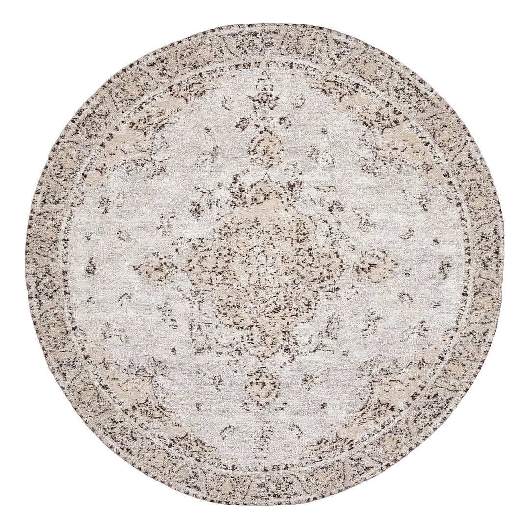 Miss Amara Helena White And Peach Turkish Style Distressed Round Rug All Rugs