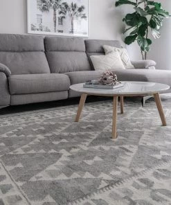 Miss Amara Helki Monochrome Grey Scandi Wool Rug