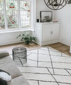 Miss Amara Himani Abstract Pattern Berber Wool Shag Rug