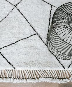 Miss Amara Himani Abstract Pattern Berber Wool Shag Rug