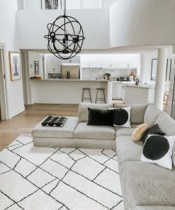 Miss Amara Himani Abstract Pattern Berber Wool Shag Rug