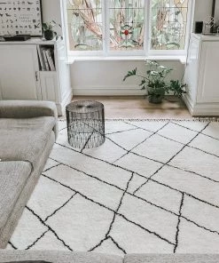 Miss Amara Himani Abstract Pattern Berber Wool Shag Rug