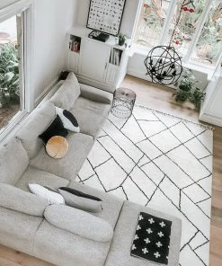 Miss Amara Himani Abstract Pattern Berber Wool Shag Rug