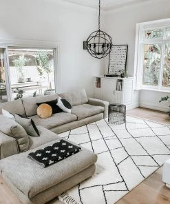 Miss Amara Himani Abstract Pattern Berber Wool Shag Rug