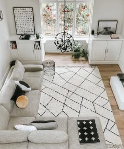 Miss Amara Himani Abstract Pattern Berber Wool Shag Rug