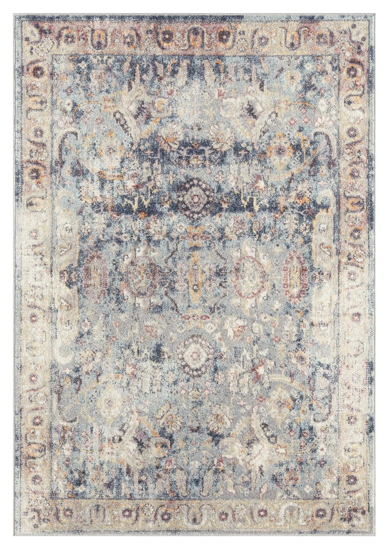Miss Amara Huxley Blue And Purple Multi-Colour Distressed Rug