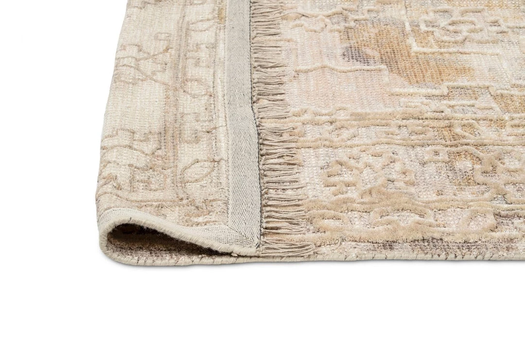 Miss Amara Iggie Mustard Ivory And Beige Floral Distressed Rug All Rugs