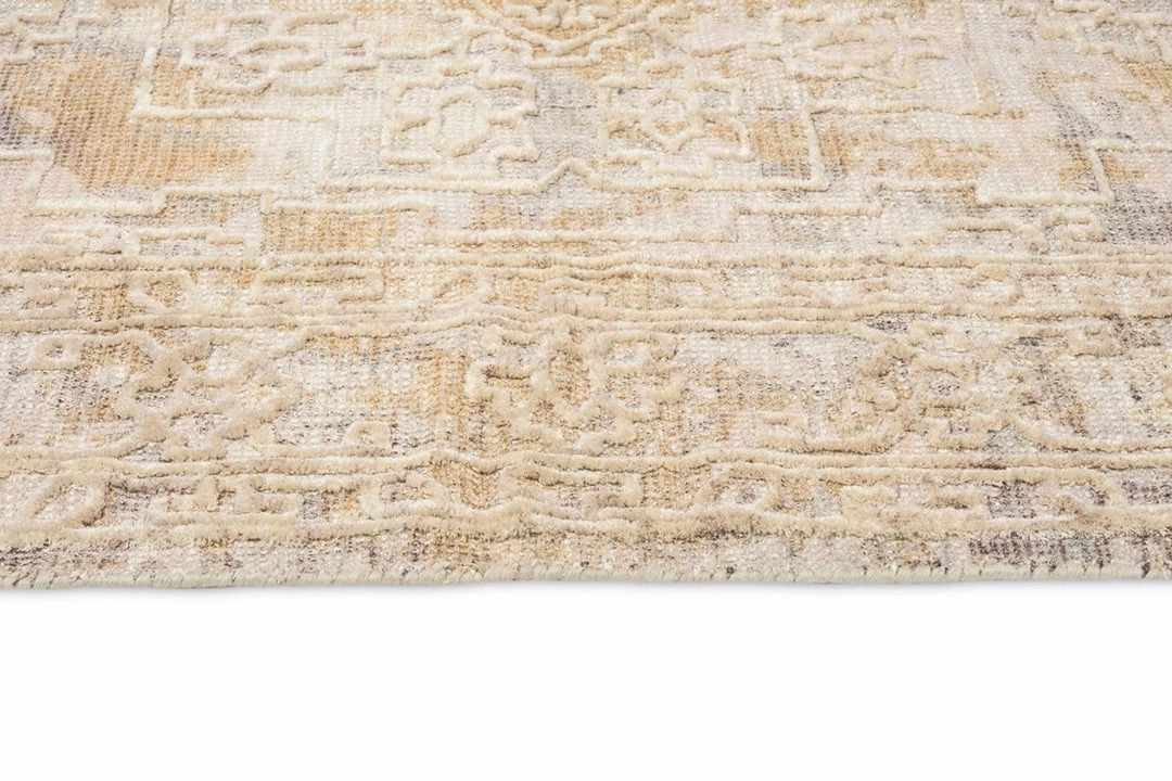 Miss Amara Iggie Mustard Ivory And Beige Floral Distressed Rug All Rugs