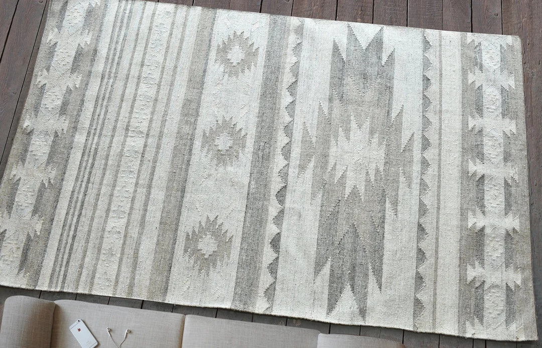 Miss Amara Imala Monochrome Tribal Flatweave Rug All Rugs