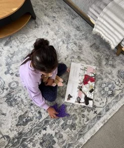 Miss Amara Iman Blue Ivory And Stone Grey Transitional Distressed Rug All Rugs