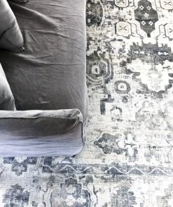 Miss Amara Iman Blue Ivory And Stone Grey Transitional Distressed Rug All Rugs