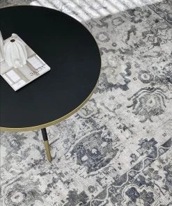 Miss Amara Iman Blue Ivory And Stone Grey Transitional Distressed Rug All Rugs