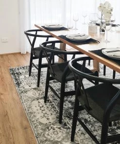 Miss Amara All Rugs Imran Black Grey And Ivory Traditional Distressed Rug