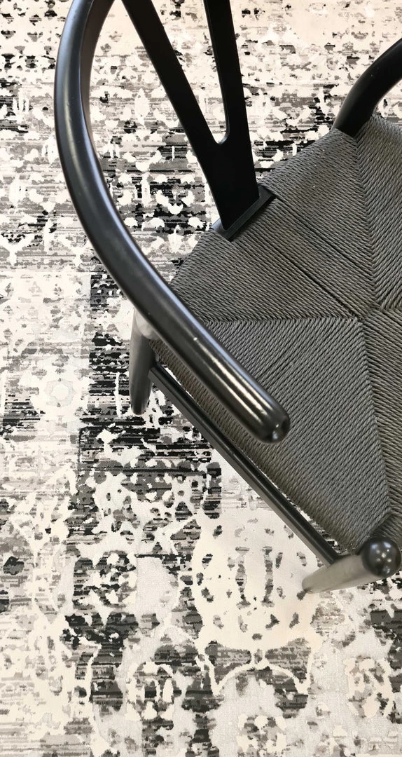 Miss Amara All Rugs Imran Black Grey And Ivory Traditional Distressed Rug