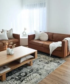 Miss Amara All Rugs Imran Black Grey And Ivory Traditional Distressed Rug