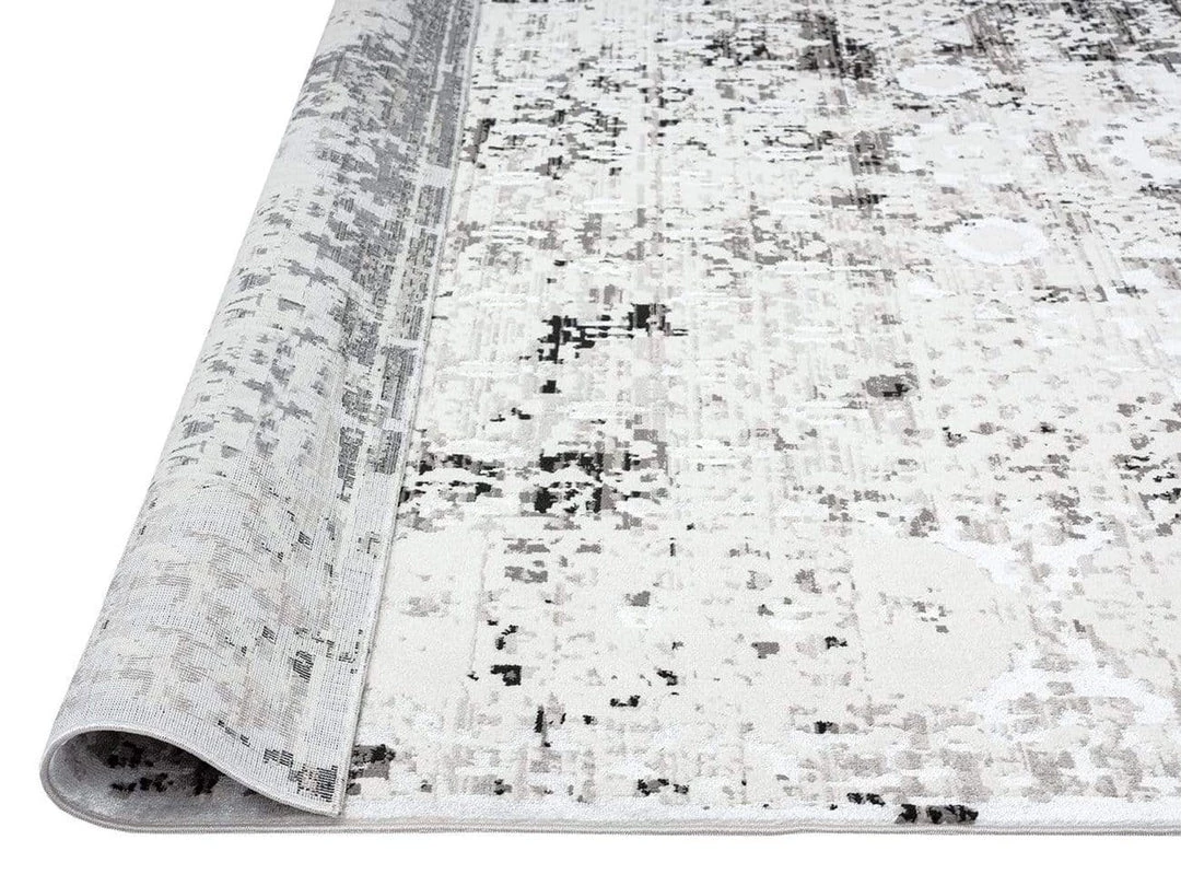 Miss Amara Imran Black Grey And Ivory Traditional Distressed Runner Rug