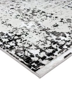 Miss Amara Imran Black Grey And Ivory Traditional Distressed Runner Rug