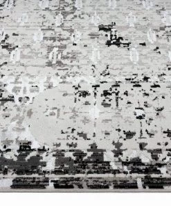 Miss Amara Imran Black Grey And Ivory Traditional Distressed Runner Rug