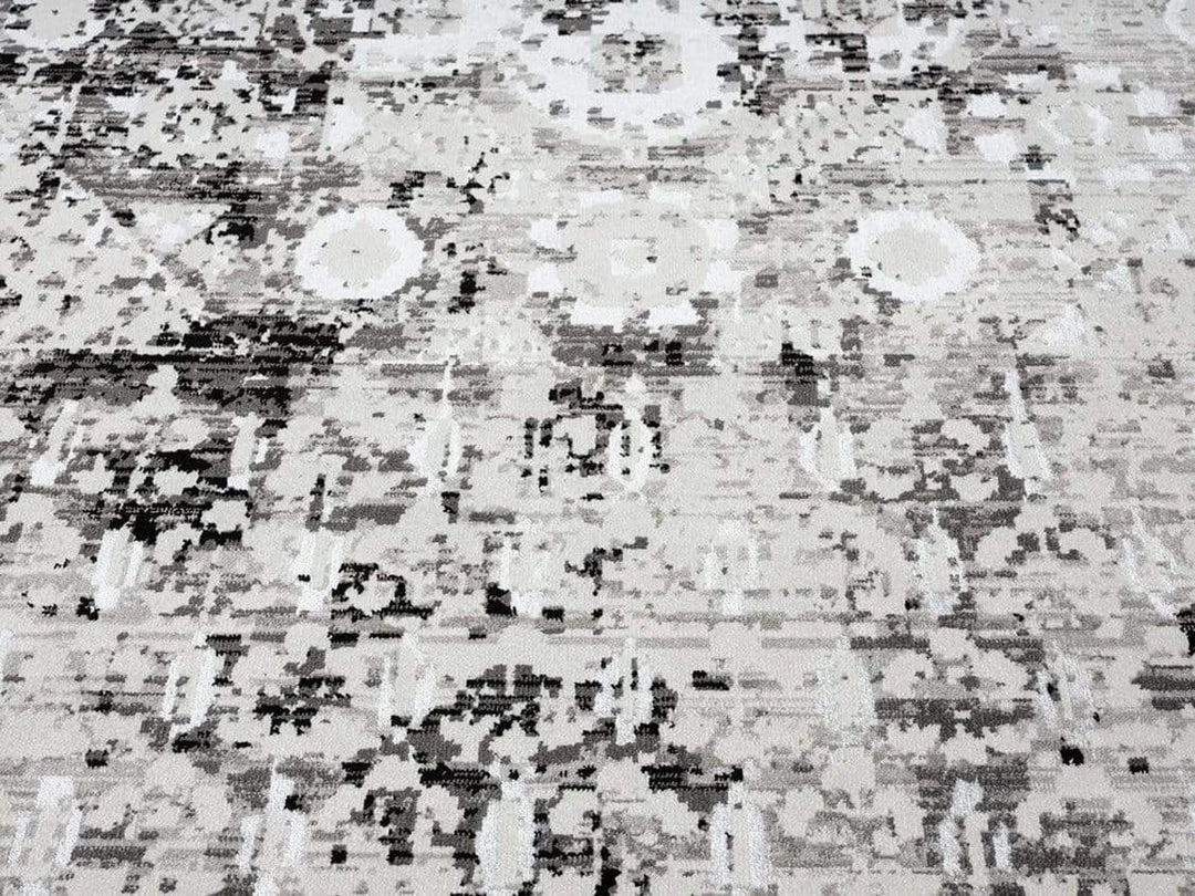 Miss Amara Imran Black Grey And Ivory Traditional Distressed Runner Rug