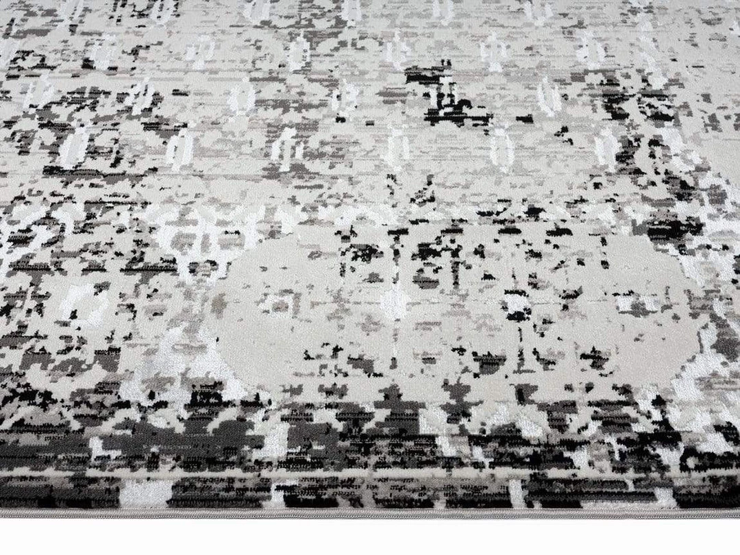 Miss Amara All Rugs Imran Black Grey And Ivory Traditional Distressed Rug