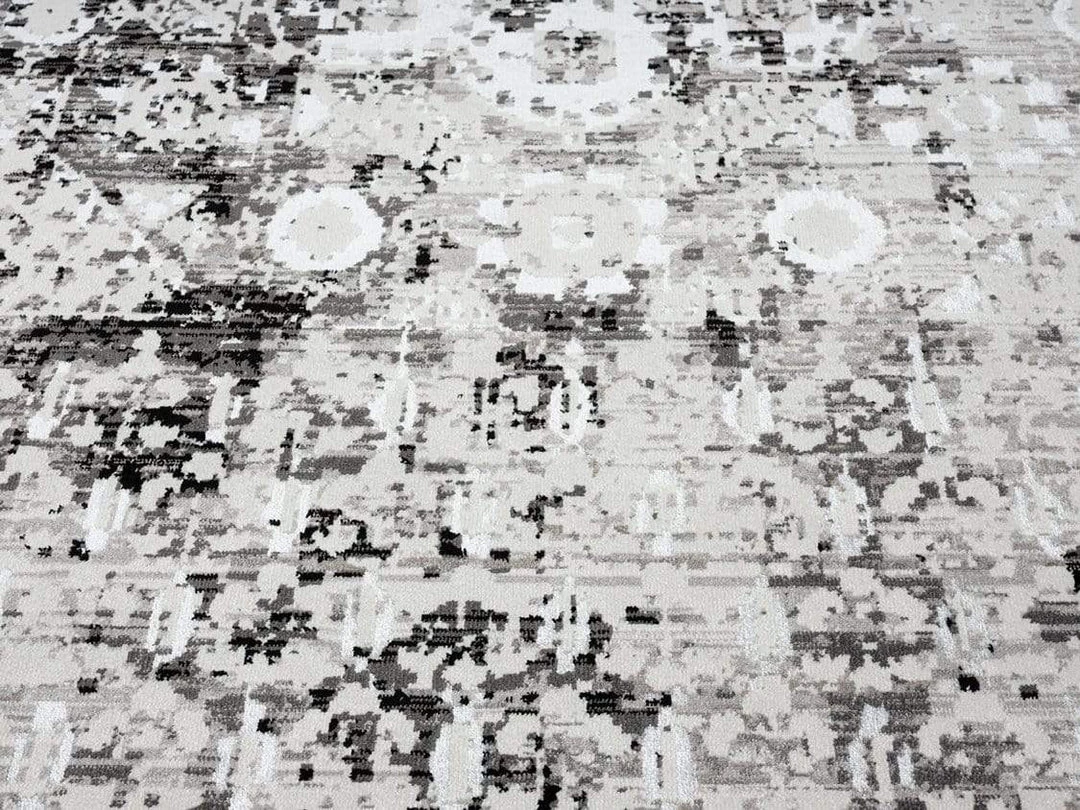 Miss Amara All Rugs Imran Black Grey And Ivory Traditional Distressed Rug