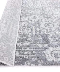 Miss Amara Indra Grey And Blue Faded Floral Rug