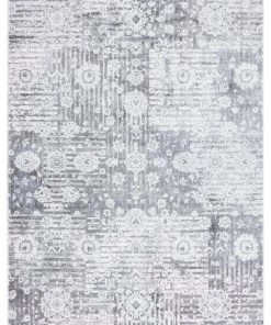 Miss Amara Indra Grey And Blue Faded Floral Rug