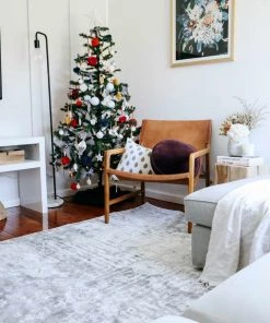 Miss Amara Indra Grey And Blue Faded Floral Rug