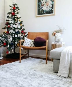 Miss Amara Indra Grey And Blue Faded Floral Rug