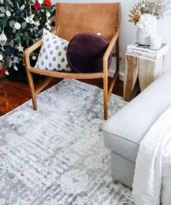 Miss Amara Indra Grey And Blue Faded Floral Rug