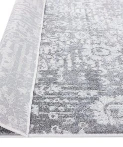 Miss Amara Indra Grey And Blue Faded Floral Runner Rug