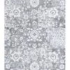 Miss Amara Indra Grey And Blue Faded Floral Runner Rug