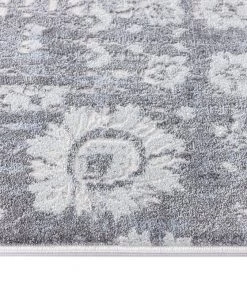 Miss Amara Indra Grey And Blue Faded Floral Runner Rug