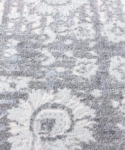 Miss Amara Indra Grey And Blue Faded Floral Runner Rug