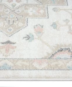 Miss Amara All Rugs Ingrid Cream Blue And Pink Traditional Floral Runner Rug