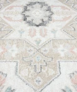 Miss Amara All Rugs Ingrid Cream Blue And Pink Traditional Floral Runner Rug